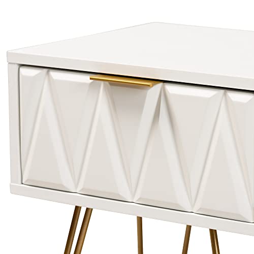 Baxton Studio Holbrook End Table, One Size, White/Gold #TOP6
