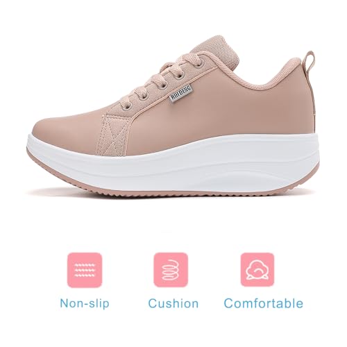 Image of RUIDENG Platform Sneakers for Women Walking All Day | Slip Resistant Work Shoes for Women Comfortable | 2 Inch Thick Wedge Rocker Bottom