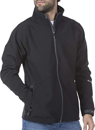 Roc Neige Chaqueta Softshell Hombre, Lisa, con Cremallera y Bolsillos Laterales, Ajuste Velcro en puños. Impermeable, Cortavientos, Alta Capacidad Termica. Hombre Negro M