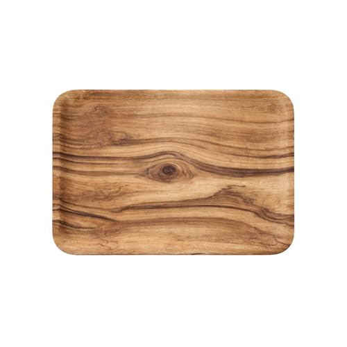 PARENCE. Plateau Design Effet Bois 32 x 23 cm – Plateau Rectangulaire en Plastique Rigide – Élégant, Léger et Robuste – Service & Décoration