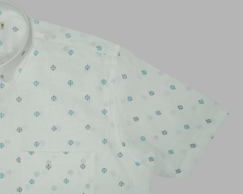 Image of GHPC Cotton Linen Printed Half Sleeves Regular Fit Formal Shirt for Men