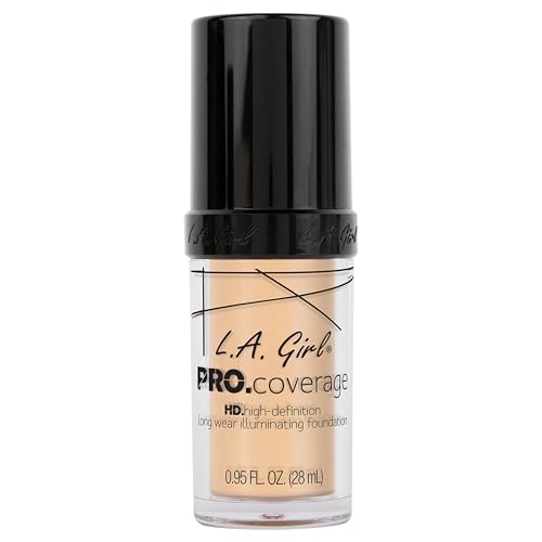 L.A. Girl PRO Coverage Illuminating Foundation – Dewy Finish Liquid Makeup for Glowing Skin, Long-Lasting & Hydrating Base for Dry to Normal Indian Skin, 28ml (Fair)
