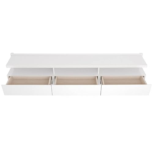 Manhattan Comfort Cabrini Modern 3 Drawer Half Floating Entertainment Center, 85.62", White #TOP3
