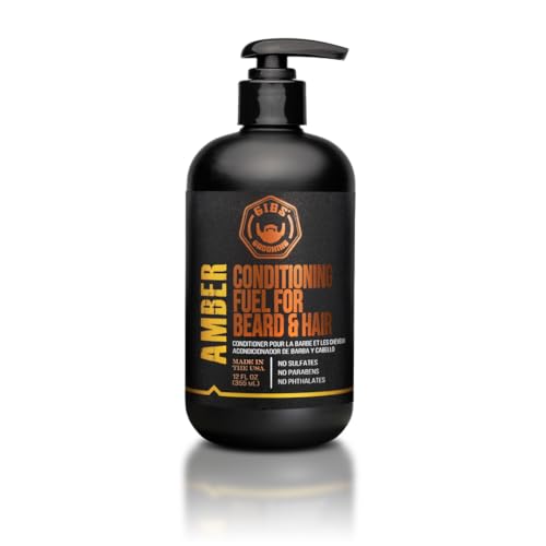 GIBS Amber Beard and Hair Conditioner - Detangle, Control Frizz, Revitalize Dry Hair & Skin, Antimicrobial & Antioxidant - Made in USA