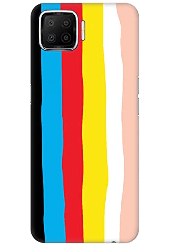 Coberta Printed Back Cover for Oppo F17 Back Cover Case - Black Blue Red Yellow Not Streight Stripes