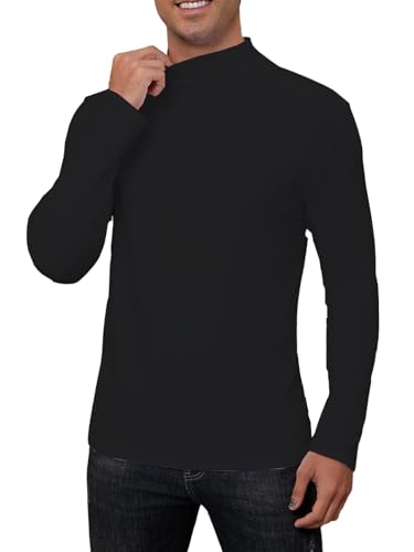 Mens Mock Turtleneck Long Sleeve Shirts Basic Undershirts Lightweight Slim Fit Pullover3