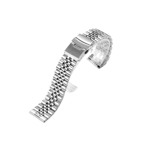 Ajuste de acero inoxidable for correa Jubilee apto for Seiko SKX007/009 Accesorios de reloj de metal de extremo recto 18 19 20 21 22 24 mm Pulsera sólida (Color : Silver, Size : 19mm)