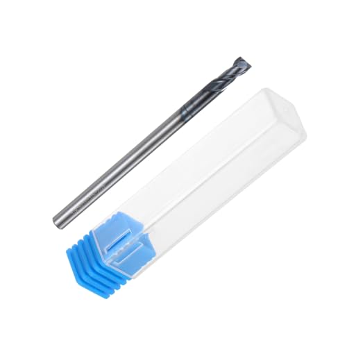 Image of uxcell Carbide Square End Mill, 1 /8 inch Diameter AlTiN Coated 2 Flutes Milling Bit Cutter, for Aluminum Copper Non-Ferrous Metal, 1 /8 inch Shank 5 /16 inch Cut Length 2 inch Long
