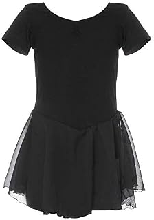 Bezioner Ballet Dress Ballet Leotards with Skirt Dance Tutu Short Sleeve Skirted