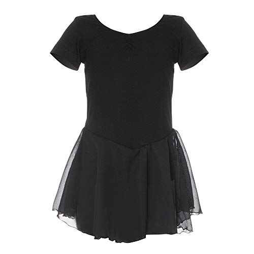 Bezioner Ballet Dress Ballet Leotards with Skirt Dance Tutu Short Sleeve Skirted