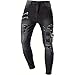 Maiyifu-GJ Mens Ripped Punk Gothic Zipper Jeans Slim Fit Biker Denim Pants Hip Hop Skinny Gothic Jean Trousers (Black Jeans,Small)