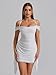 KUTUMAI Women Sexy Bodycon Mini Dress Ruffle Mesh Ruched Short Homecoming Party Club Dresses White S