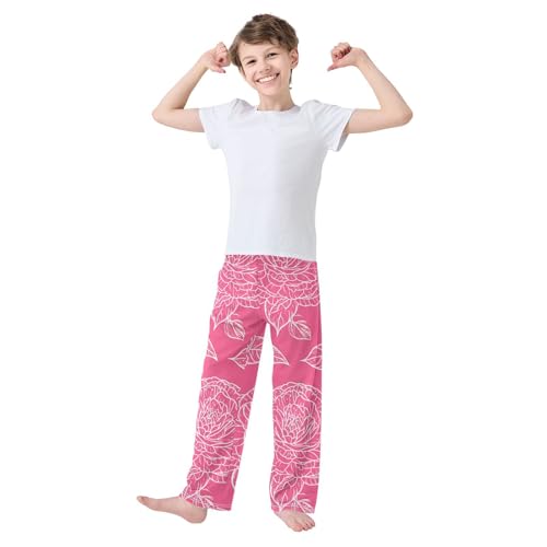 J JOYSAY Outline Camellia Blossom Magenta Pajamas Pants Soft Long Pajama Bottoms Lounge Sleep Pants Size S-XL3