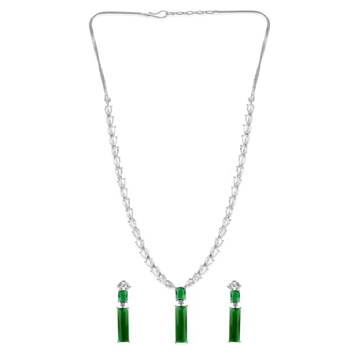 Image of Rubans Necklace Set American Diamond Zirconia Jewellery Gift for Women & Girls