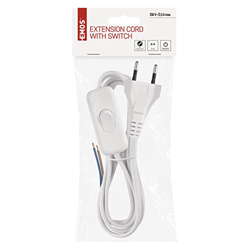EMOS Netzkabel/ Stromkabel/ Ersatzkabel/ Anschlusskabel mit Schalter, 3 M, Euro Stecker, für Leuchten, Lampen, Leuchtmittel