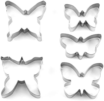 Lot De 5 Emporte-pièces Papillons En Acier Inoxydable | Pour Gâteaux, Cookies, Sandwiches | Décoration Pâtisserie Facile