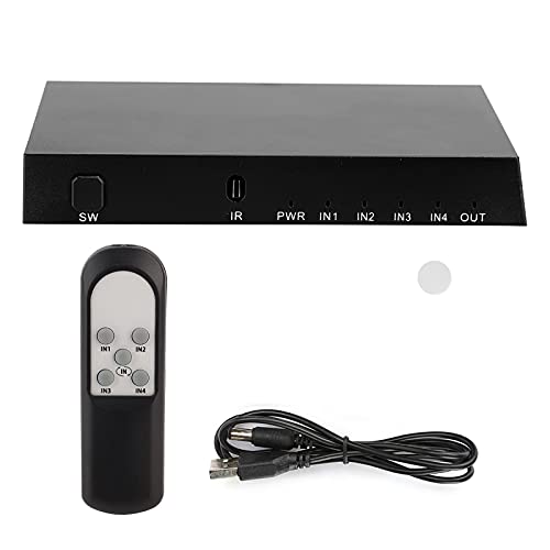 Noir avec télécommande répartiteur HDMI 4x1, adaptateur HDMI léger automatique/manuel pour HDTV pour projecteur pour moniteur