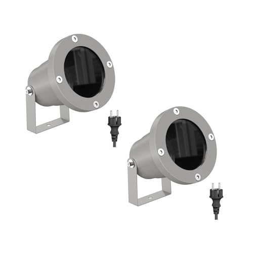 Ledscom.de 2 focos de jardín DUK para exteriores IP65 enchufe gris 1x GU10 máx. 15W