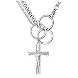 CALLARON Gargantilla de Acero para Hombre Colgante de Cruz, Cadena de Cuello Estilo Hip Hop en Acero, Joyería Masculina para Uso Diario y Fiestas, Collar de Clavícula Resistente al