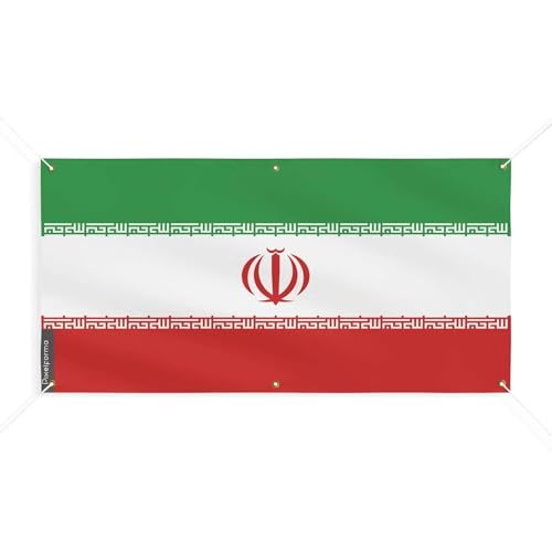Drapeau de l'Iran 6 oeillets de taille M 190x380cm aux finitions soignées