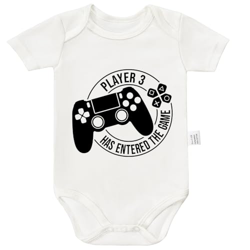 Image of N FAOMIN Player 3 Has Entered the Game Bodysuit, Gamer Infant Cotton Romper Short Sleeve Jumpsuit Outfits 0-24 Months