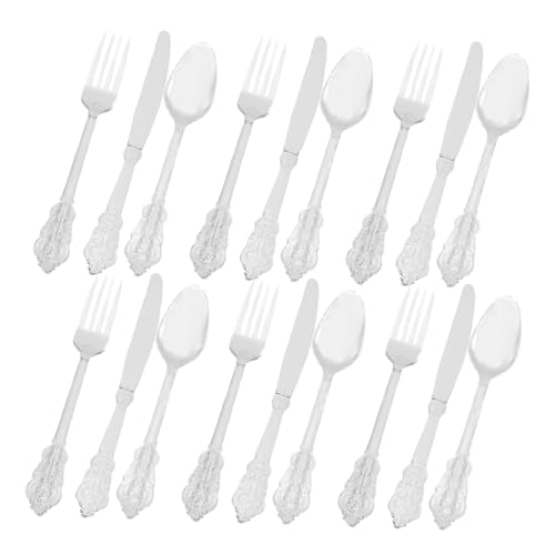 FOMIYES 1 Set Elegant Foil Plastic Cutlery Forks Spoons Knives for Parties Weddings Holidays and Outdoor Picnics