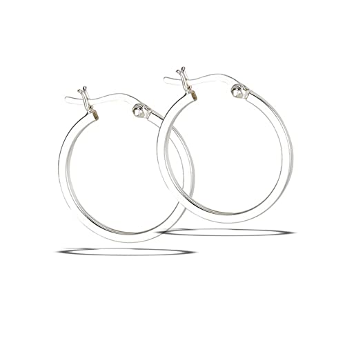 Boxed Hoop Thick High Polish Classic .925 Sterling Silver Simple