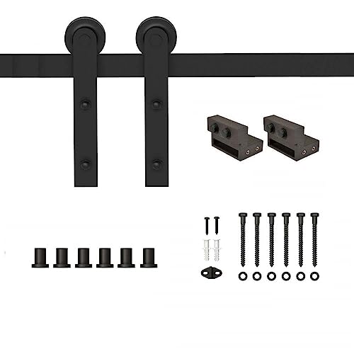 Newhome 36In X 84In Paneled Wood Barn Door With Installation Hardware Kit,Diy Unfinished Solid Pine Wood Barn Doors With Barn Door Track Kit, Barn Door Handle And Floor Guide, Z Series Kona Coffee #TOP3