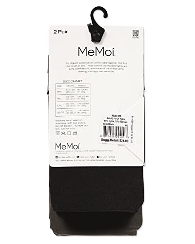 Image of Control Top Solid Microfiber Tights 2 Pack Small /Medium / Black /Black