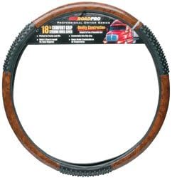 RoadPro RPSW-3003 18 Inch Black/Wood Grain Comfort Grip Steering Wheel Cover