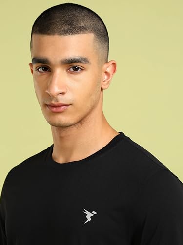 Image of TECHNOSPORT Men's Slim Fit Full Sleeve Crew Neck T-Shirt, COTFLEX Quick Dry Moisture Wicking Stretchable Sports Gym and Casual Wear
