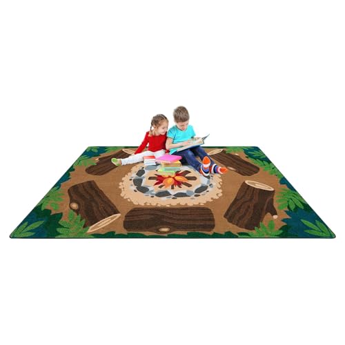 Joy Carpets Campfire Fun Area Rug in Color Multi, 5'4" x 7'8"