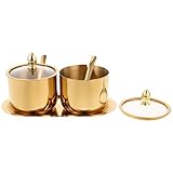 Accessoires pratiques : comprend un plateau et une cuillère pour un rangement et un transport faciles, une cuisine bien organisée, pot à épices avec plateau, pot à épices avec couvercle en acier inoxydable