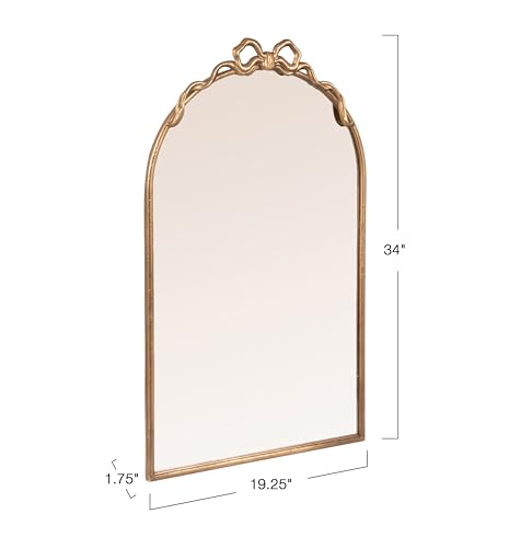 Image of Creative Co-Op Arched Gold Iron Mirror with Decorative Bow