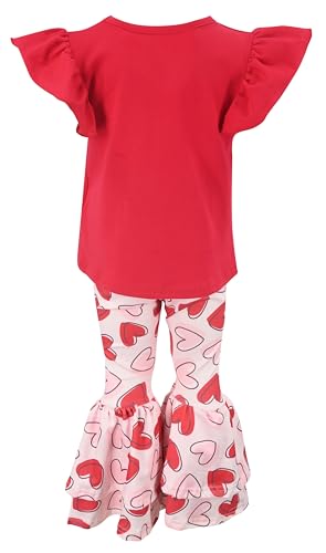 Image of Unique Baby 2 Piece Girls Double Bell Bottom Leggings Outfit with Short Sleeved Shirt Kid and Toddler Clothes Set