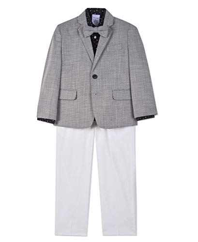 Calvin Klein Boys' Little 4-Piece Formal Suit Set, Dark Grey Duo, 6