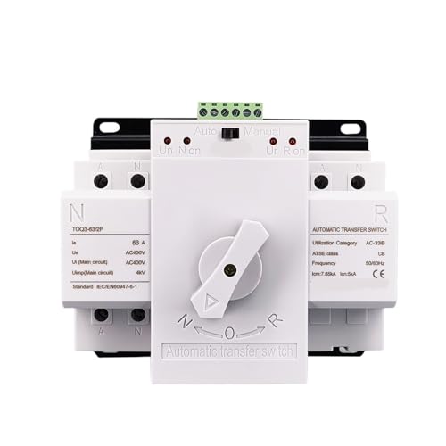 Commutateur de transfert automatique ATS 2P 63A 230V 50/60Hz inverseur source modulaire MCB