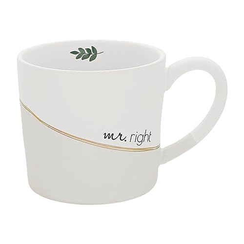 Pavilion Gift Company - Mr. Right 15 oz. Ceramic Iridescent Large Handle Coffee Cup, Groom Mug, Unique Wedding Gift, Engagement Gifts, 1 Count