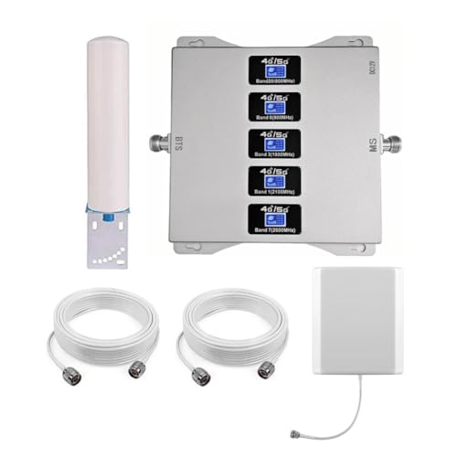 KKBSTR Amplificatore 4G 5G Ripetitore Segnale Cellulare, 5 Bande 800/900/1800/2100/2600MHz,