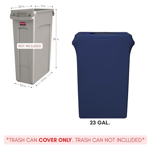 Image of YOUR CHAIR COVERS - 23 Gallon Spandex Slim Jim Narrow Trash Can Cover - Navy Blue (Cover ONLY, Trash CAN NOT Included)