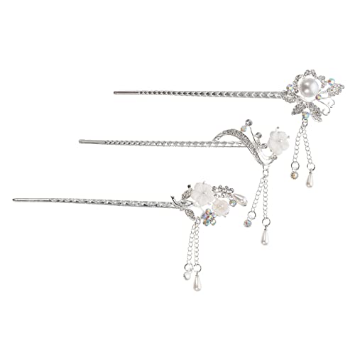 Ipetboom 3個ヴィンテージタッセル髪箸 古典ヘアフォーク 髪飾り 成人式 和服髪飾り シニョンピン 結婚式 パーティー向け