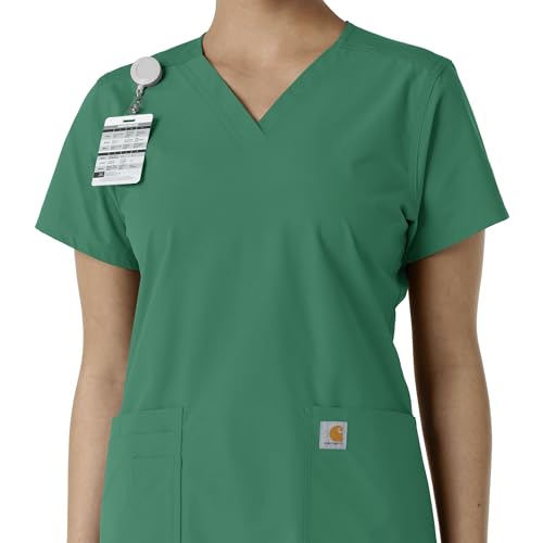 Carhartt Force Essentials Women's V-Neck Knit Panel Scrub Top, Hunter, 5XL - image 4