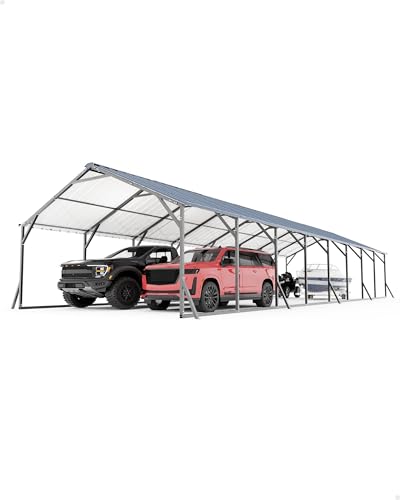 Image of GarveeLife 20'x40'x12' Metal Carport for Multiple Vehicles, Heavy Duty Car Ports, Vertical Roof Design, All-Weather Use, for Full-Size Pickup Trucks, Boats, and Tractors