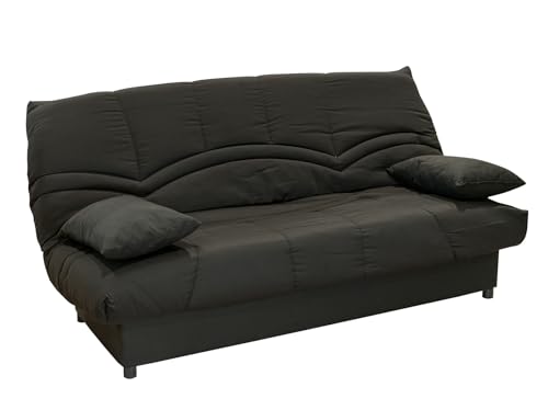 Proconfort Clic Clac Veneza Canapé-Lit Convertible, Gris, Noir, Motif New York, avec 2 Coussins Inclus (Noir)