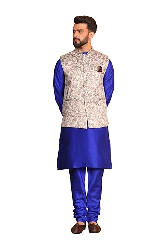 Image of Kurta With Churidar & Multicolor Nehru jacket Set