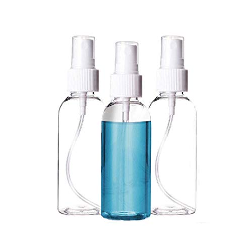 YanHuang 100 ml 3.3 oz Clear Plastic Spray Bottles with Fine Mist Sprayers.Refillable Small Plastic Bottles for Travel, Essential Oils, Perfumes.3Pcs