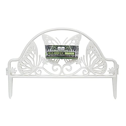 THE SECRET HOME - Valla para Jardín a Piezas – Set de 4 Piezas – Alto. 31 cm x Largo. 50 cm - Color Blanco - Decoración y Protección para Jardín, Piscina, Terraza – Modelo 5