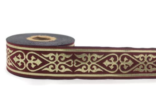 Nastro Jacquard Rosso Con Nodo Celtico, Larghezza 3,5 Cm, Lunghezza 9,9 M – Per Fai Da Te, Decorazioni E Abbigliamento