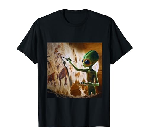 Alien créatif peint une grotte - Art rétro T-Shirt
