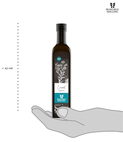 ÖLMÜHLE SOLLING - BIO Leinöl | Täglich mühlenfrisch kaltgepresstes Öl aus Leinsamen. Leinöl mit mildem und nussigem Geschmack. Reich an Omega-3-Fettsäuren | Inhalt: 500 ml
